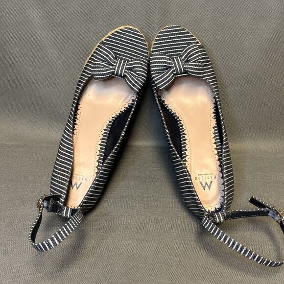 Shoedazzle Wedge Heels Size 9.5 US Navy/White w/Bow & Ankle Strap-New - Picture 8 of 9